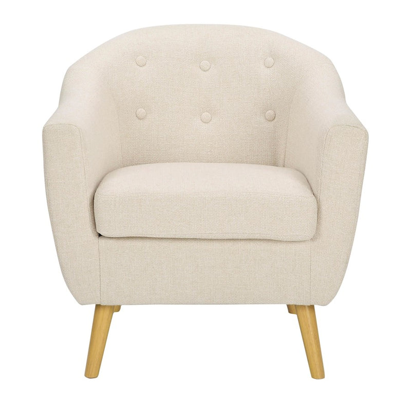 LumiSource Rockwell Chair, Natural Wood/Cream Fabric