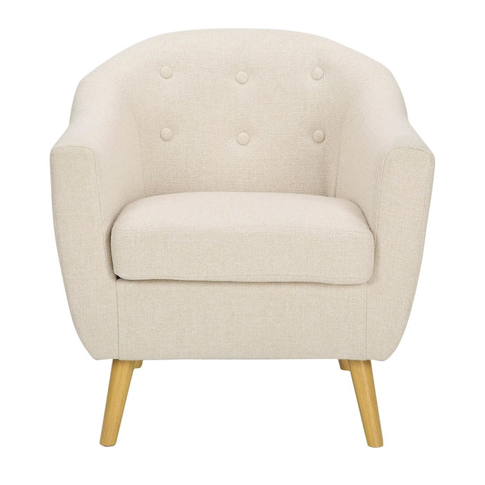 LumiSource Rockwell Chair, Natural Wood/Cream Fabric
