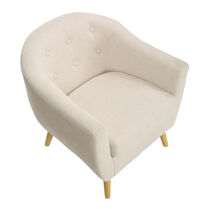 LumiSource Rockwell Chair, Natural Wood/Cream Fabric