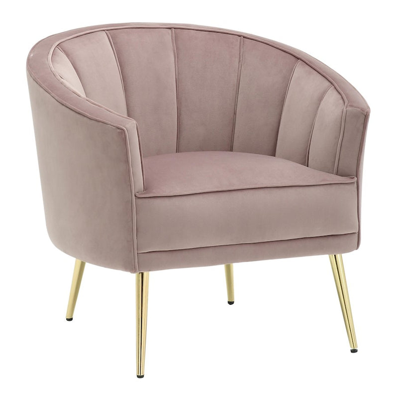 LumiSource Tania Accent Chair | Glam Gold Metal and Blush Velvet | Living Room & Bedroom Seating | 30 x 27 x 29 in | Model CHR-TANIAAU-PK
