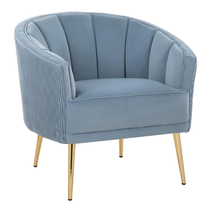 LumiSource Tania Pleated Waves Accent Chair, Gold/Blue - CHR-TANIAPLTWVAUVLBU