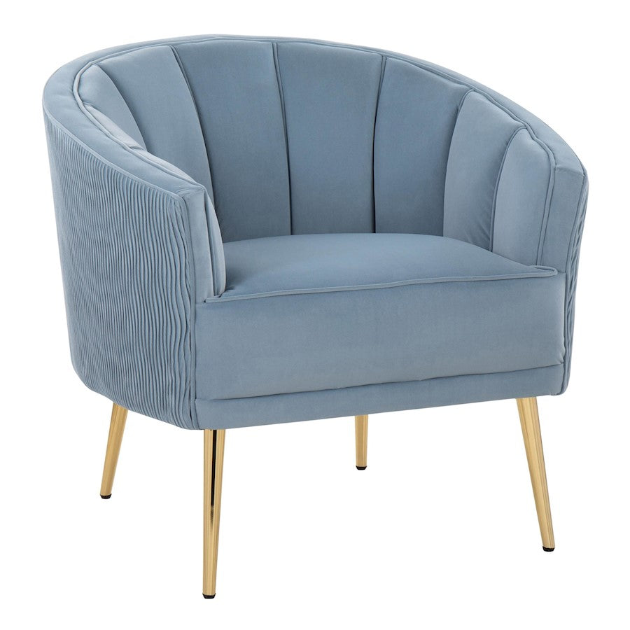 LumiSource Tania Pleated Waves Accent Chair, Gold/Blue - CHR-TANIAPLTWVAUVLBU