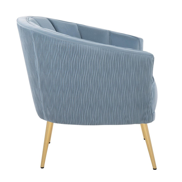 LumiSource Tania Pleated Waves Accent Chair, Gold/Blue