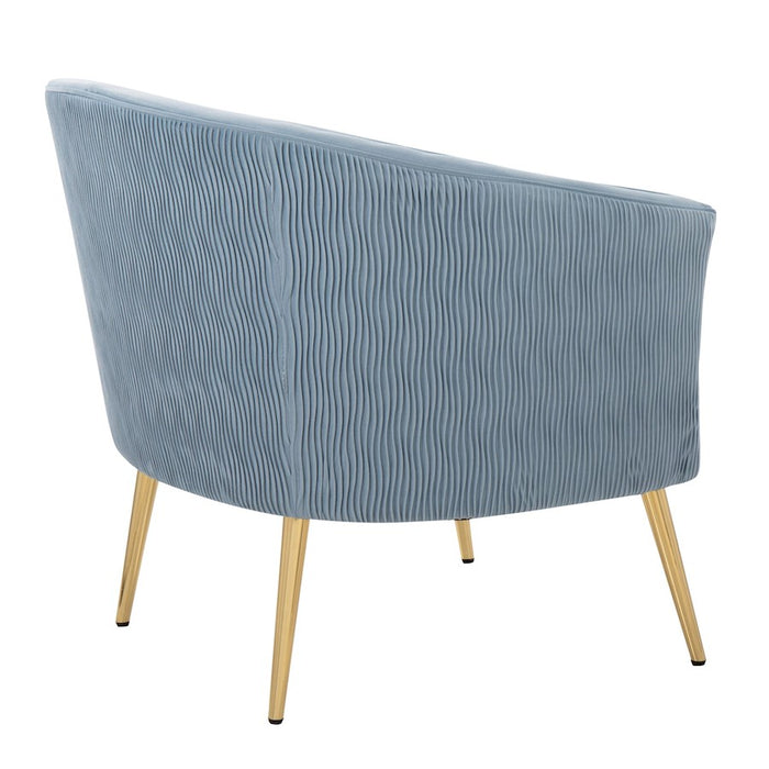 LumiSource Tania Pleated Waves Accent Chair, Gold/Blue