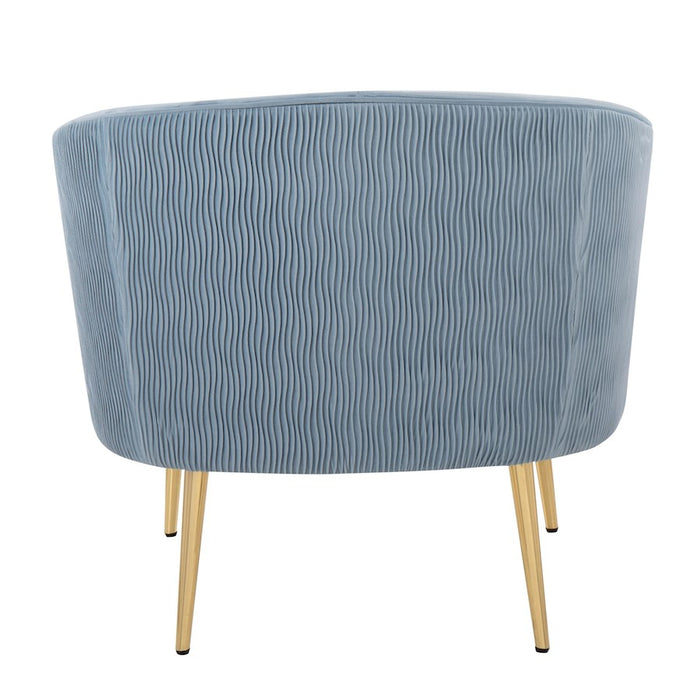 LumiSource Tania Pleated Waves Accent Chair, Gold/Blue