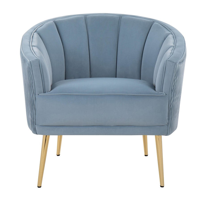 LumiSource Tania Pleated Waves Accent Chair, Gold/Blue