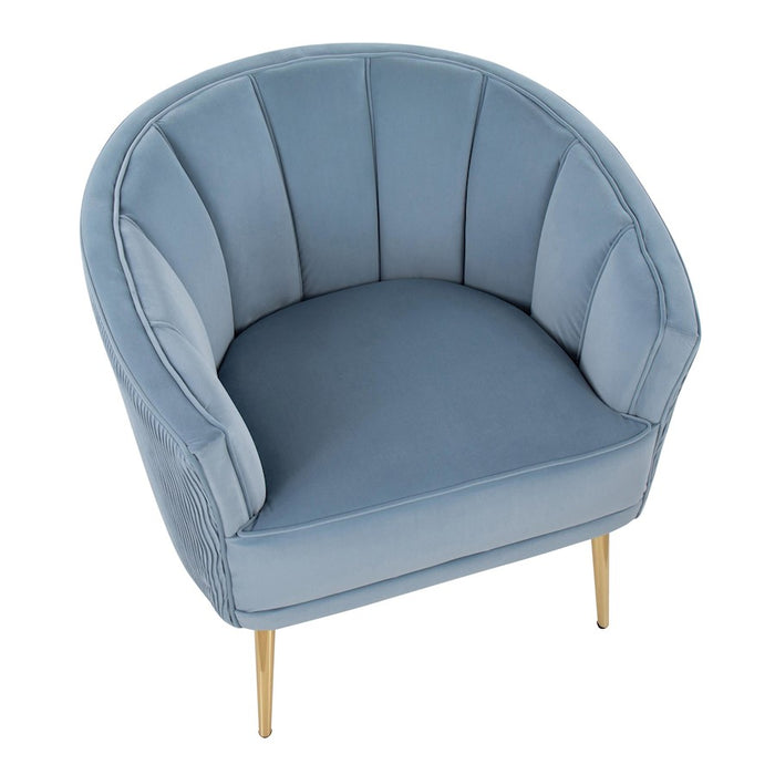 LumiSource Tania Pleated Waves Accent Chair, Gold/Blue
