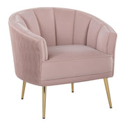 LumiSource Tania Pleated Waves Accent Chair, GD/Blush - CHR-TANIAPLTWVAUVPK