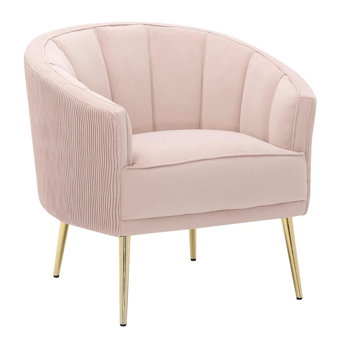 LumiSource Tania Pleated Waves Accent Chair, GD/Blush
