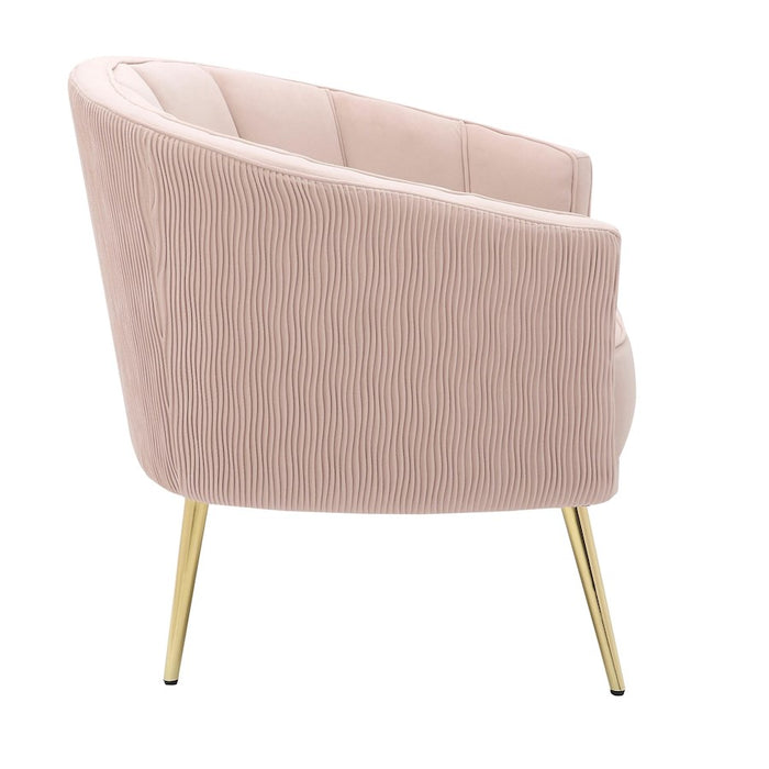 LumiSource Tania Pleated Waves Accent Chair, GD/Blush