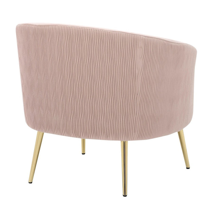 LumiSource Tania Pleated Waves Accent Chair, GD/Blush