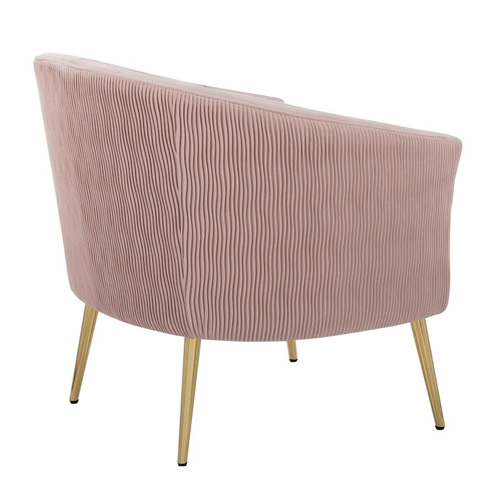 LumiSource Tania Pleated Waves Accent Chair, GD/Blush