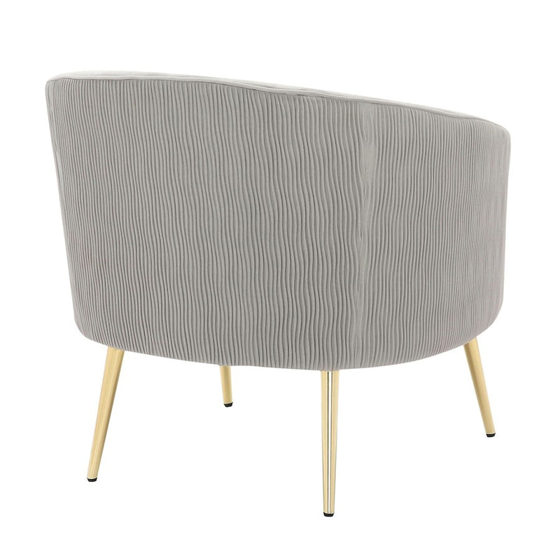 LumiSource Tania Pleated Waves Accent Chair | Glam Gold Steel and Silver Velvet | Living Room & Bedroom Seating | Model CHR-TANIAPLTWVAUVSV