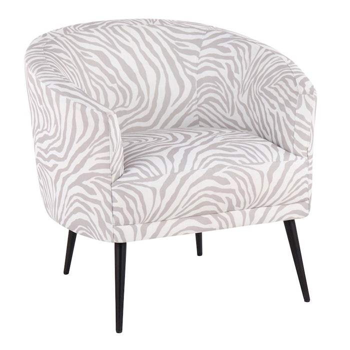 LumiSource Tania Accent Chair, Black Steel/Grey Zebra Fabric - CHR-TANIAZEBBKGY