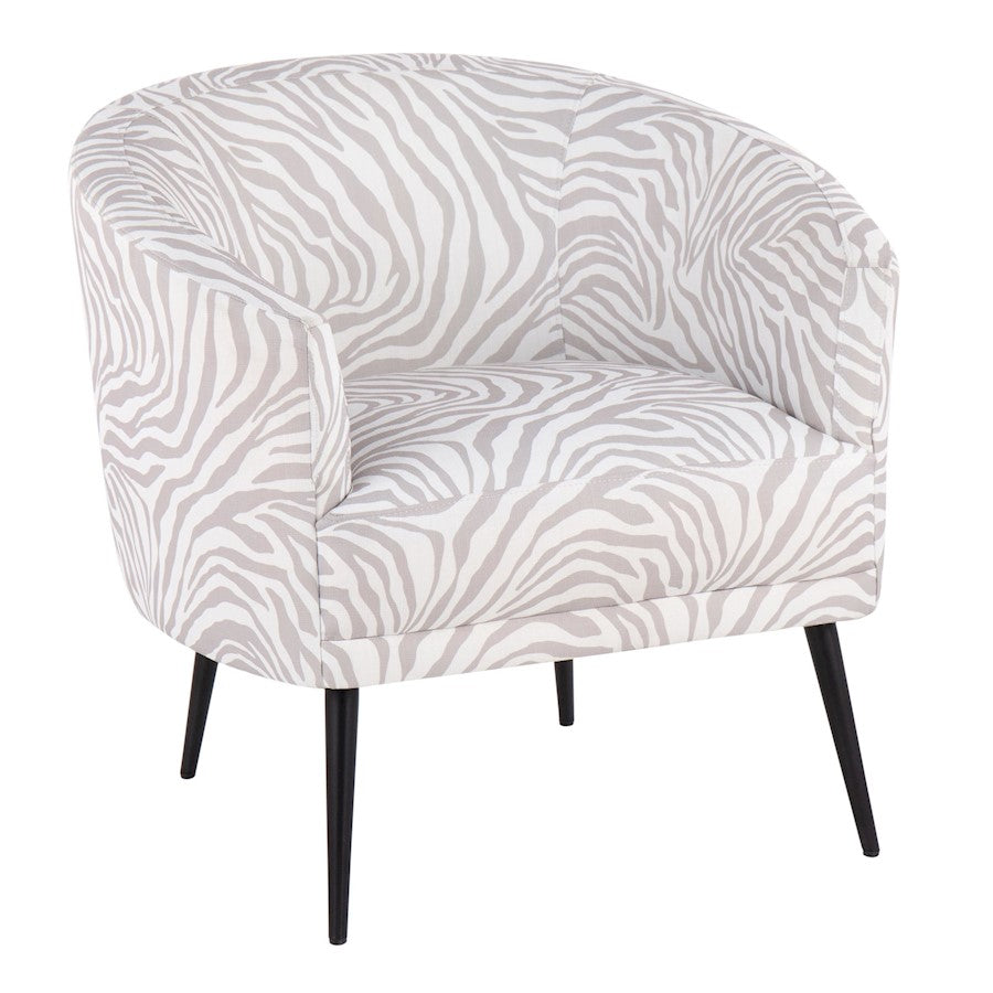 LumiSource Tania Accent Chair, Black Steel/Grey Zebra Fabric - CHR-TANIAZEBBKGY