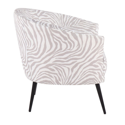 LumiSource Tania Accent Chair, Black Steel/Grey Zebra Fabric
