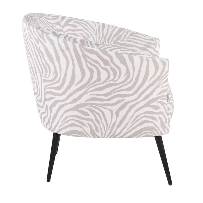 LumiSource Tania Accent Chair, Black Steel/Grey Zebra Fabric