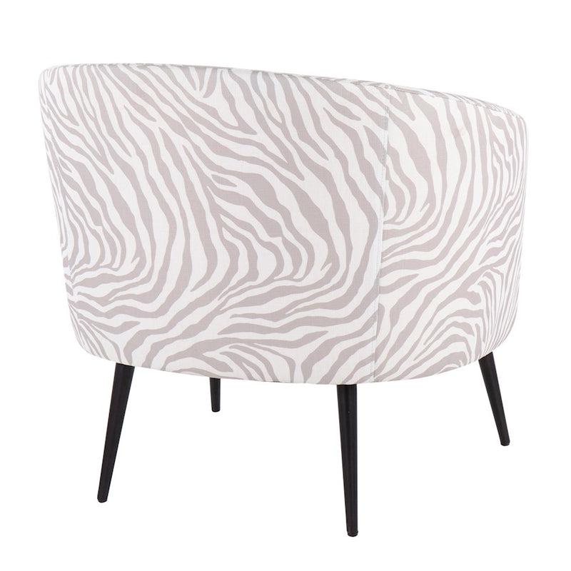 LumiSource Tania Accent Chair, Black Steel/Grey Zebra Fabric