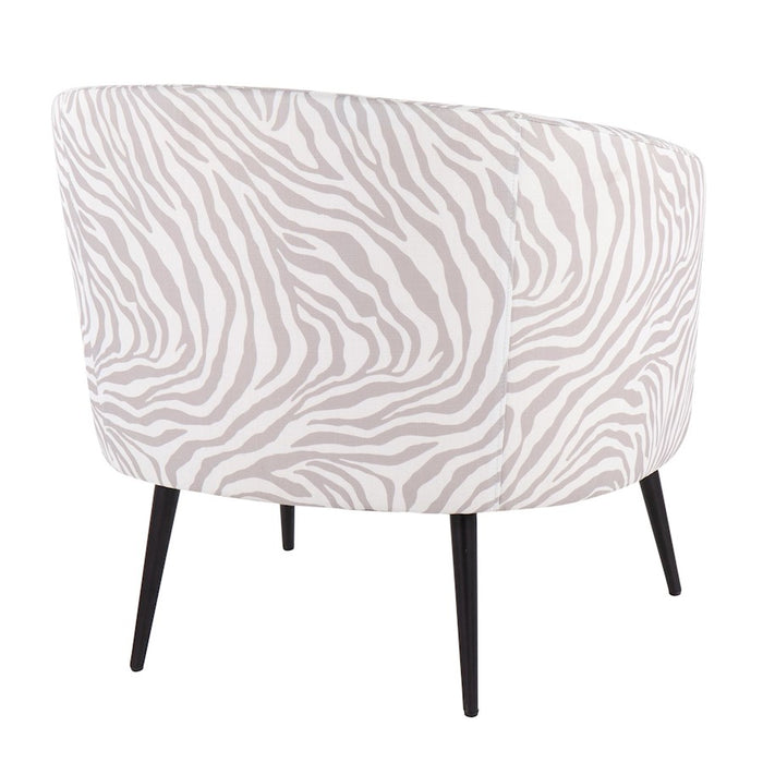 LumiSource Tania Accent Chair, Black Steel/Grey Zebra Fabric