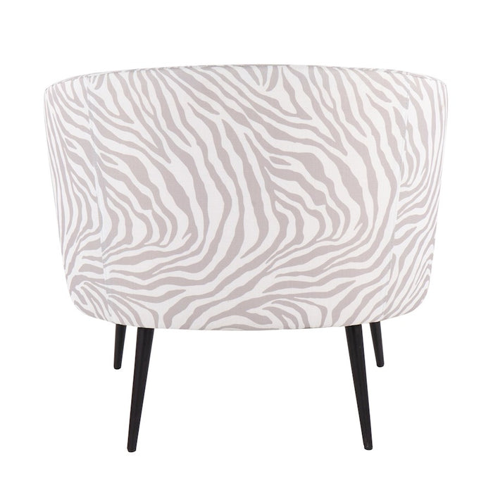 LumiSource Tania Accent Chair, Black Steel/Grey Zebra Fabric