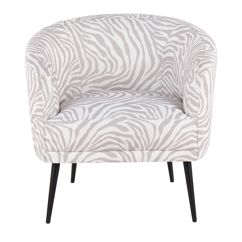 LumiSource Tania Accent Chair, Black Steel/Grey Zebra Fabric