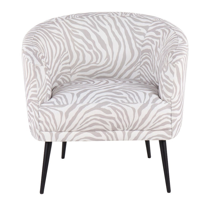 LumiSource Tania Accent Chair, Black Steel/Grey Zebra Fabric