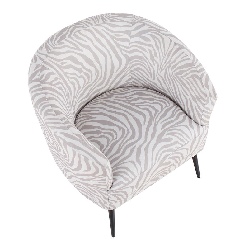LumiSource Tania Accent Chair, Black Steel/Grey Zebra Fabric