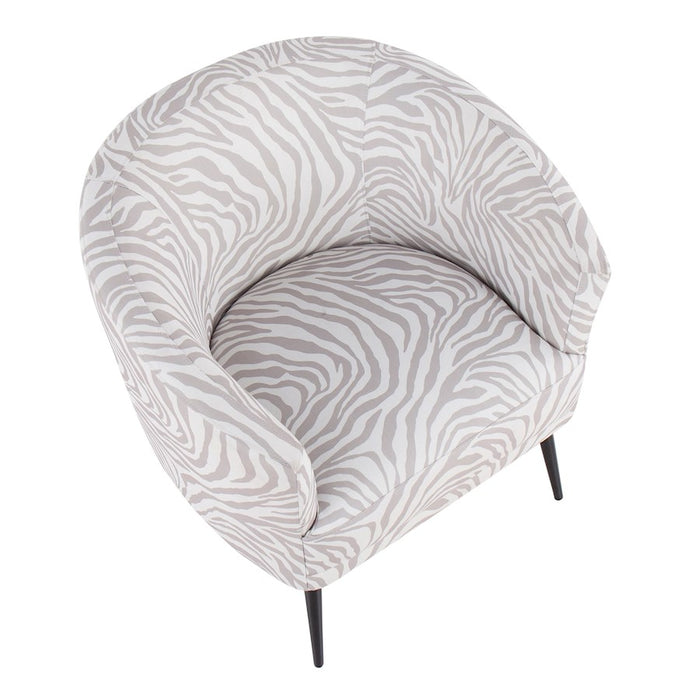 LumiSource Tania Accent Chair, Black Steel/Grey Zebra Fabric