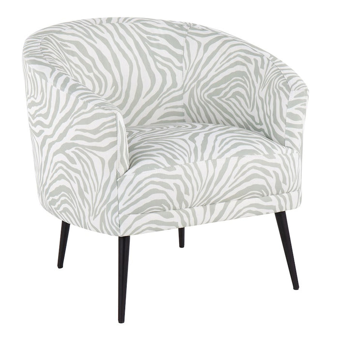 LumiSource Tania Accent Chair, Black Steel/Light Green Zebra - CHR-TANIAZEBBKLGN