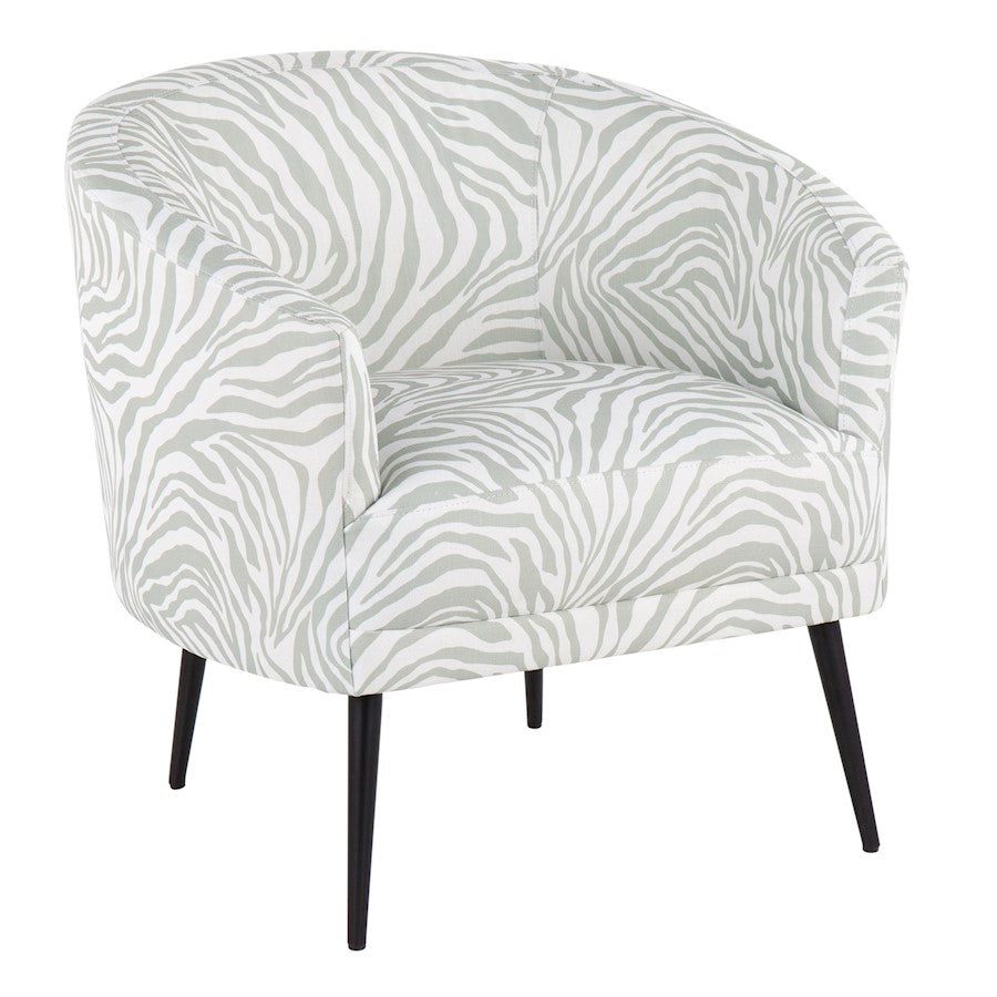 LumiSource Tania Accent Chair, Black Steel/Light Green Zebra - CHR-TANIAZEBBKLGN