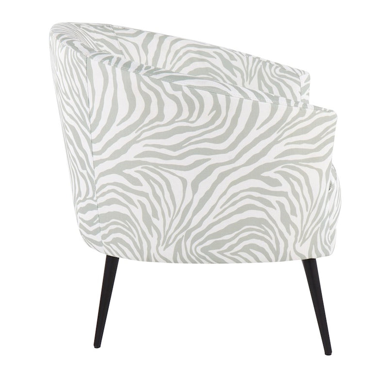 LumiSource Tania Accent Chair, Black Steel/Light Green Zebra