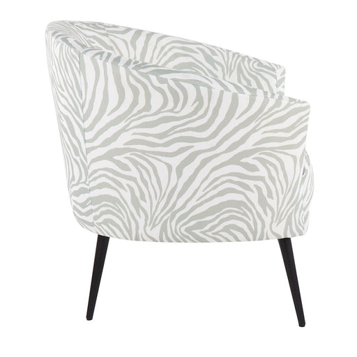 LumiSource Tania Accent Chair, Black Steel/Light Green Zebra