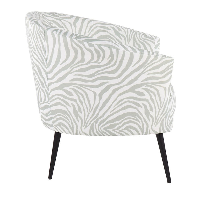 LumiSource Tania Accent Chair, Black Steel/Light Green Zebra