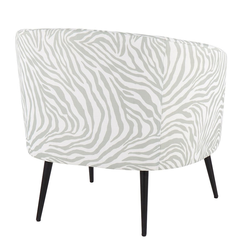 LumiSource Tania Accent Chair, Black Steel/Light Green Zebra