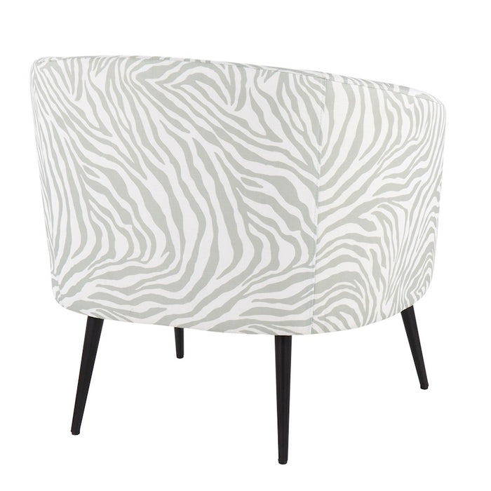 LumiSource Tania Accent Chair, Black Steel/Light Green Zebra