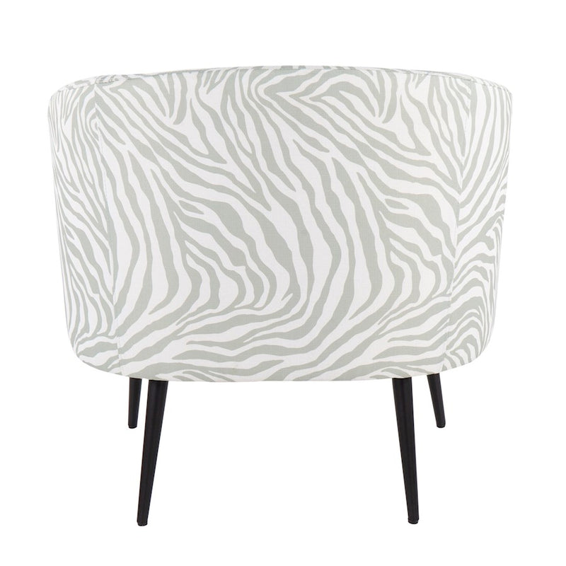 LumiSource Tania Accent Chair, Black Steel/Light Green Zebra