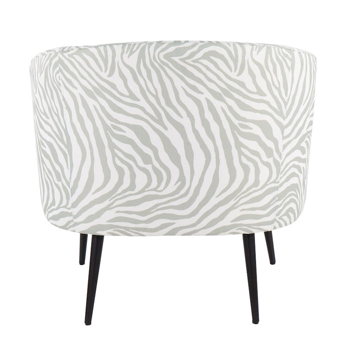 LumiSource Tania Accent Chair, Black Steel/Light Green Zebra