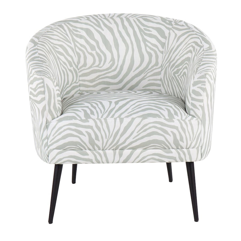 LumiSource Tania Accent Chair, Black Steel/Light Green Zebra
