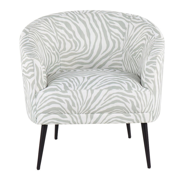 LumiSource Tania Accent Chair, Black Steel/Light Green Zebra