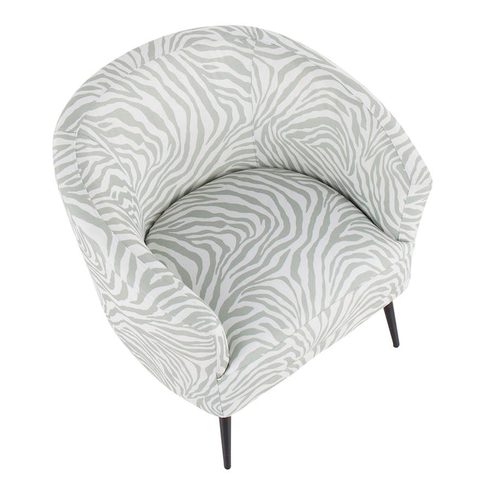 LumiSource Tania Accent Chair, Black Steel/Light Green Zebra
