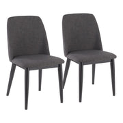 LumiSource Tintori Dining Chair Set of 2 | Charcoal Woven Fabric and Black Wood | Kitchen & Dining Room Seating | Model CHR-TNTCHAR-B2