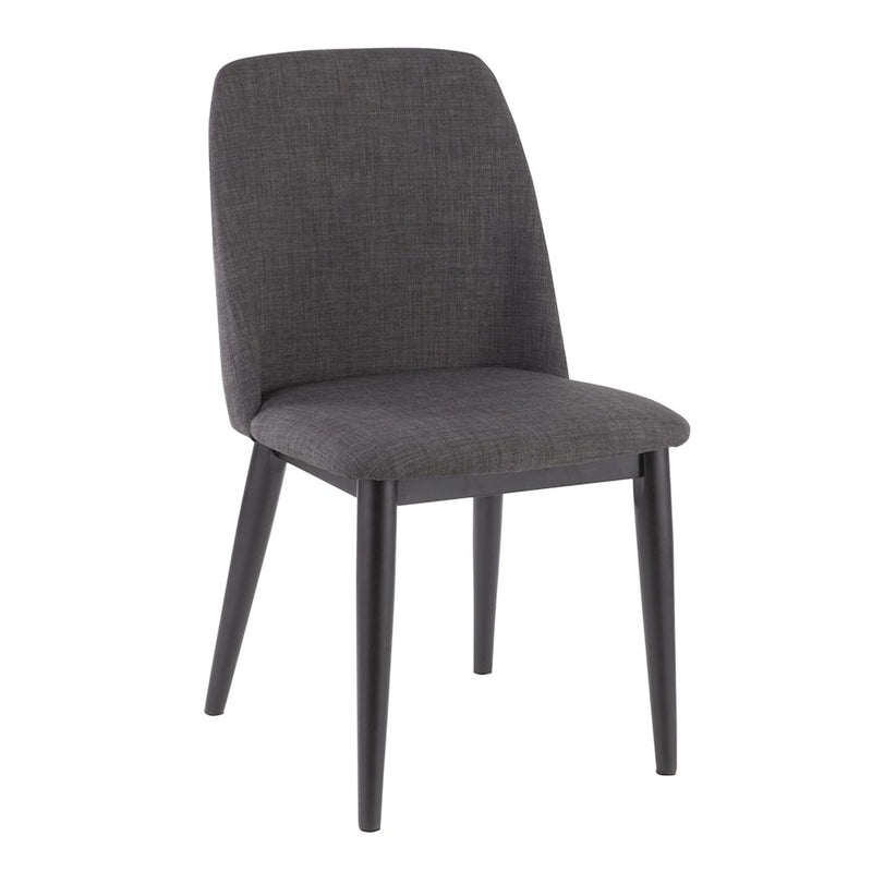 LumiSource Tintori Dining Chair Set of 2 | Charcoal Woven Fabric and Black Wood | Kitchen & Dining Room Seating | Model CHR-TNTCHAR-B2