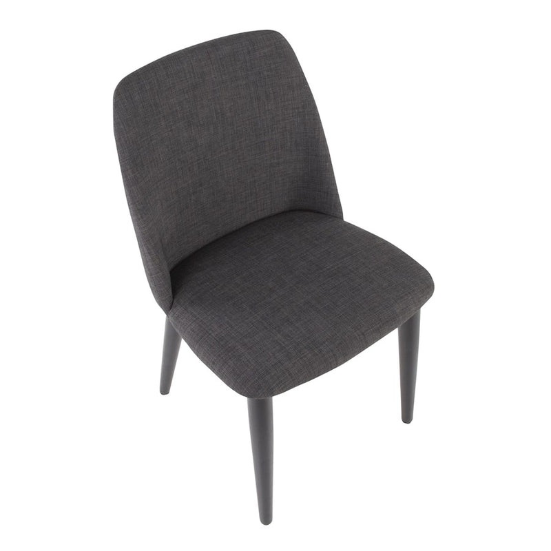 LumiSource Tintori Dining Chair Set of 2 | Charcoal Woven Fabric and Black Wood | Kitchen & Dining Room Seating | Model CHR-TNTCHAR-B2