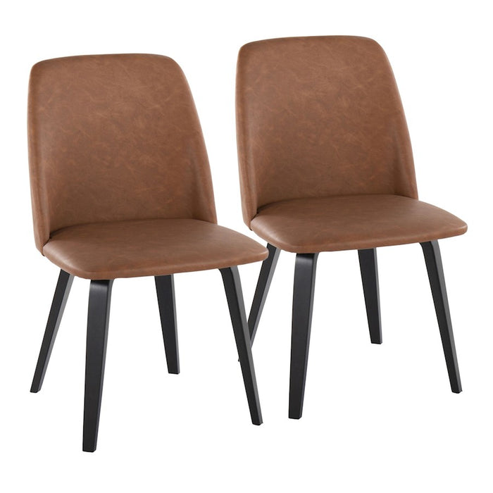 LumiSource Toriano Dining Chair, Set of 2, Black Wood/Camel PU - CHR-TRNOBKCAM2