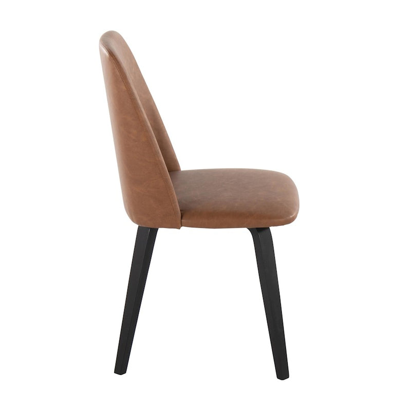 LumiSource Toriano Dining Chair, Set of 2, Black Wood/Camel PU