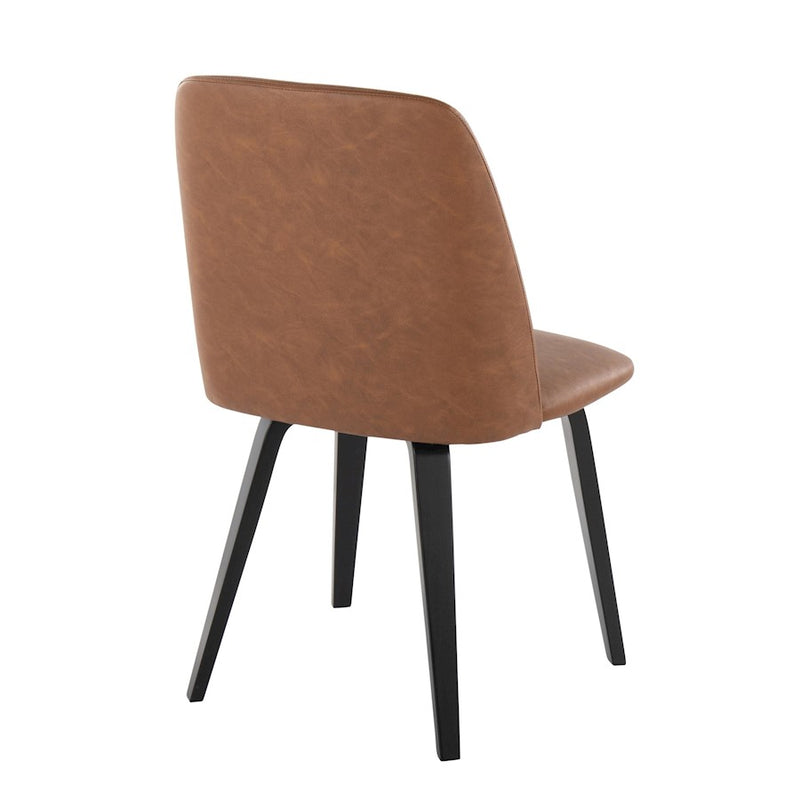 LumiSource Toriano Dining Chair, Set of 2, Black Wood/Camel PU