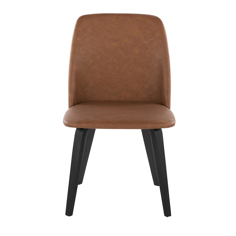 LumiSource Toriano Dining Chair, Set of 2, Black Wood/Camel PU