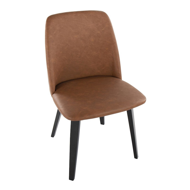 LumiSource Toriano Dining Chair, Set of 2, Black Wood/Camel PU