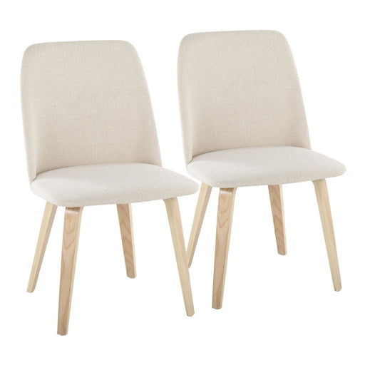 LumiSource Toriano Dining Chair, Set of 2, Natural Wood/Cream - CHR-TRNONACR2
