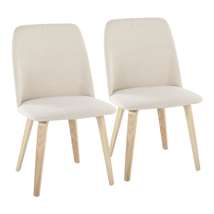 LumiSource Toriano Dining Chair, Set of 2, Natural Wood/Cream - CHR-TRNONACR2